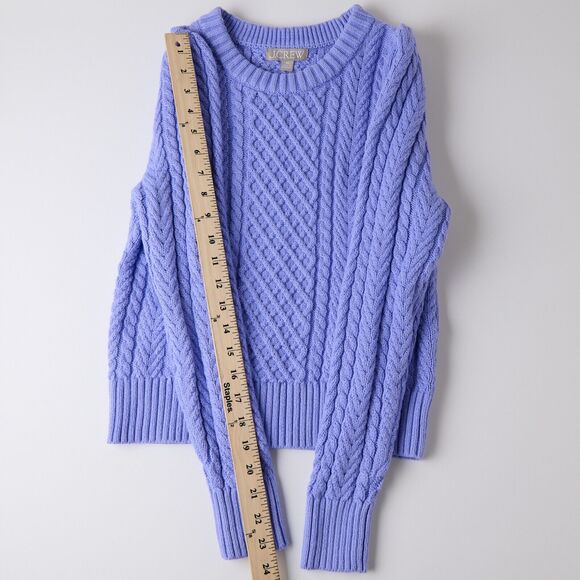 J.Crew Womens XS Cropped Cable Knit Sweater Puff Sleeve Preppy Cottagecore Soft - Picture 7 of 8